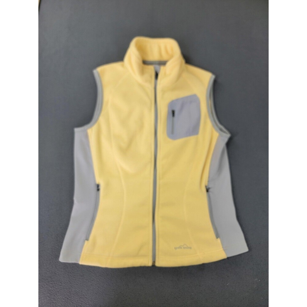 Eddie Bauer Vest Womens Large Yellow Windcutter Fleece 365 Polartec Full Zip